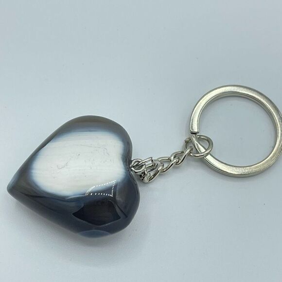 Orca agate heart keychain key ring pendant chain NEW hand crafted - Picture 3 of 11